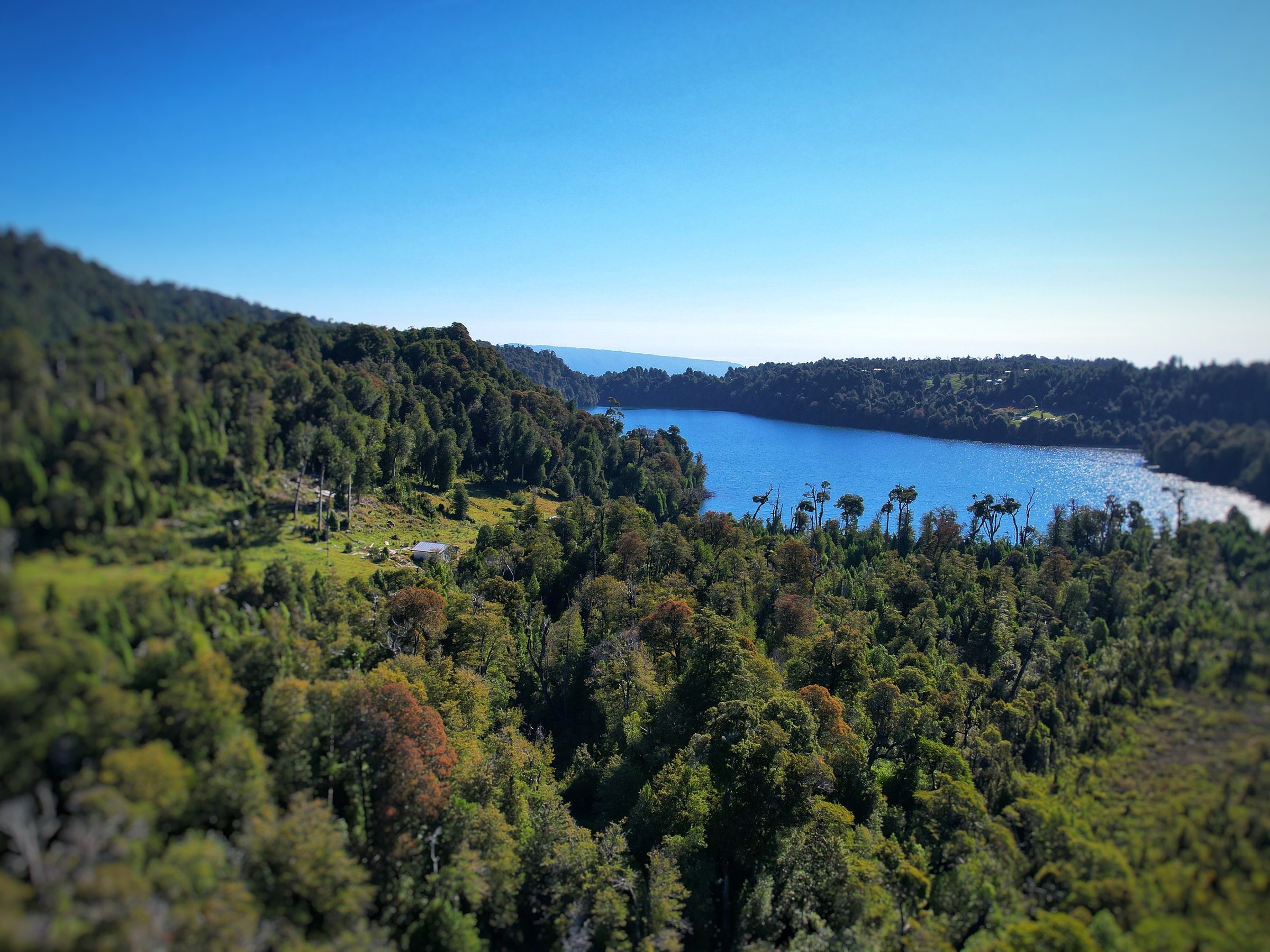 Vista aérea de la Laguna El Palmar rodeada de entorno natural